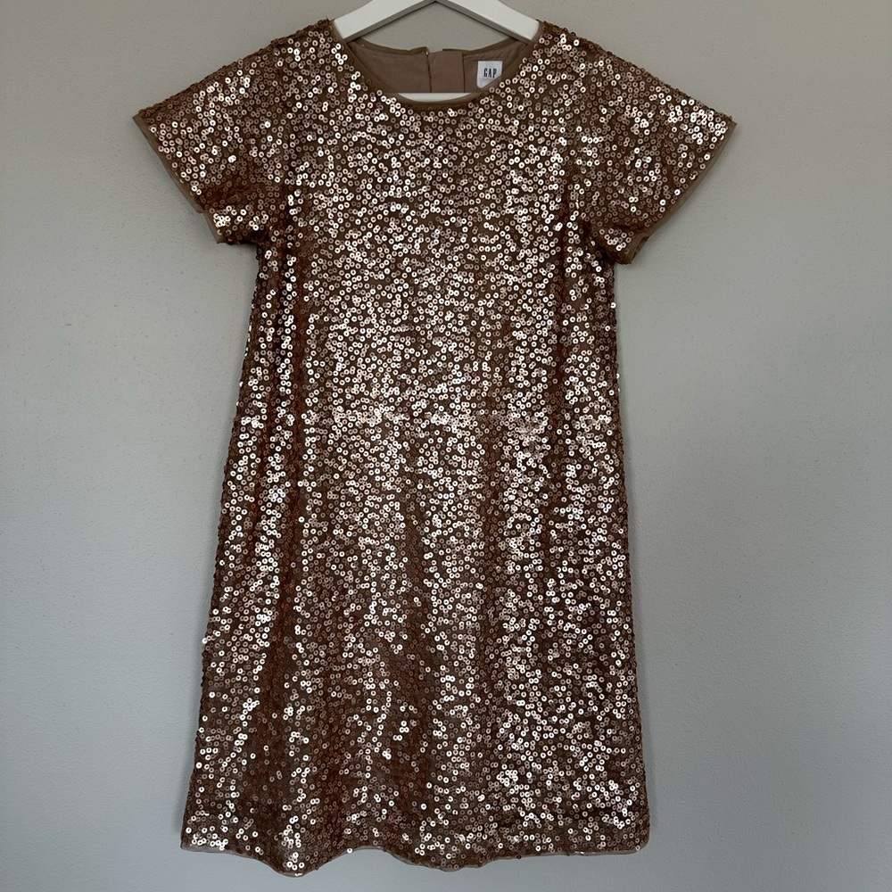 Gap Kids Girls Champagne Gold  Sequin Formal Dress Size L (10/12). NWOT
